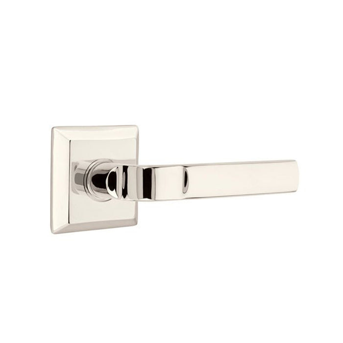 Quincy Rosette Square Aston Lever Right Privacy Door Leverset - Door Mount - 5" Brass/Polished Nickel