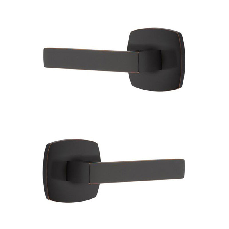 Urban Modern Dumon Lever Concealed Privacy Door Leverset - Door Mount - 5" Brass/Oil Rubbed Bronze