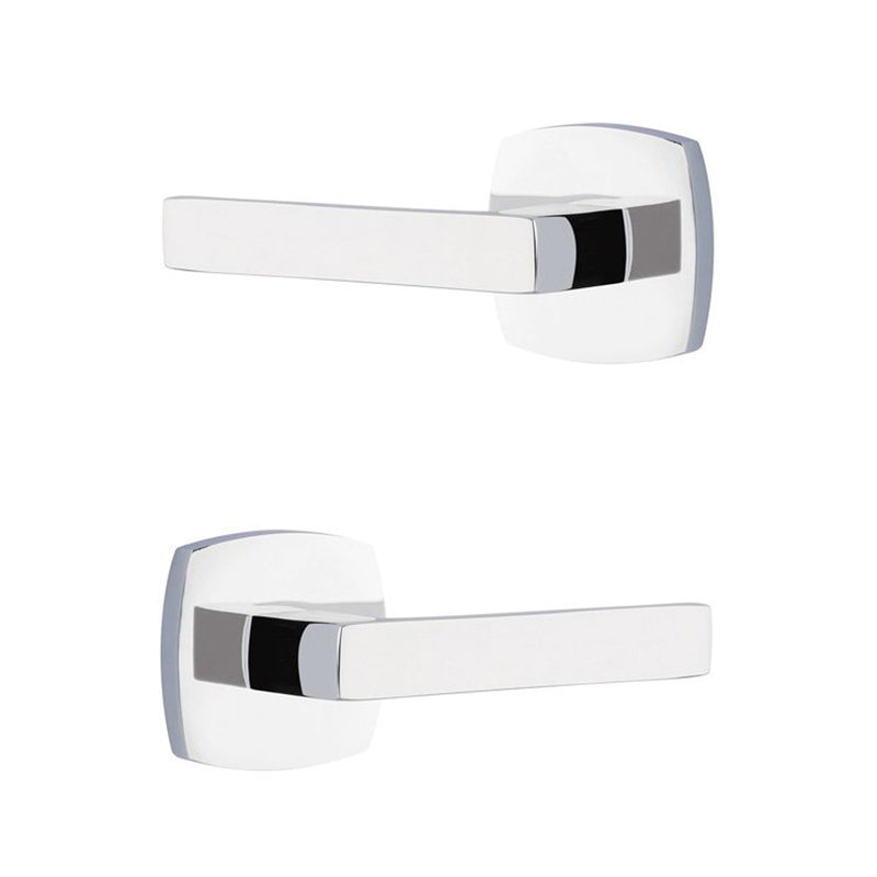 Urban Modern Dumon Lever Concealed Privacy Door Leverset - Door Mount - 5" Brass/Polished Chrome