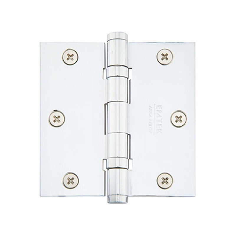 Square Corners Heavy Duty Ball Bearing Hinge - Door Mount - 3 1/2" x 3 1/2" Steel/Polished Chrome