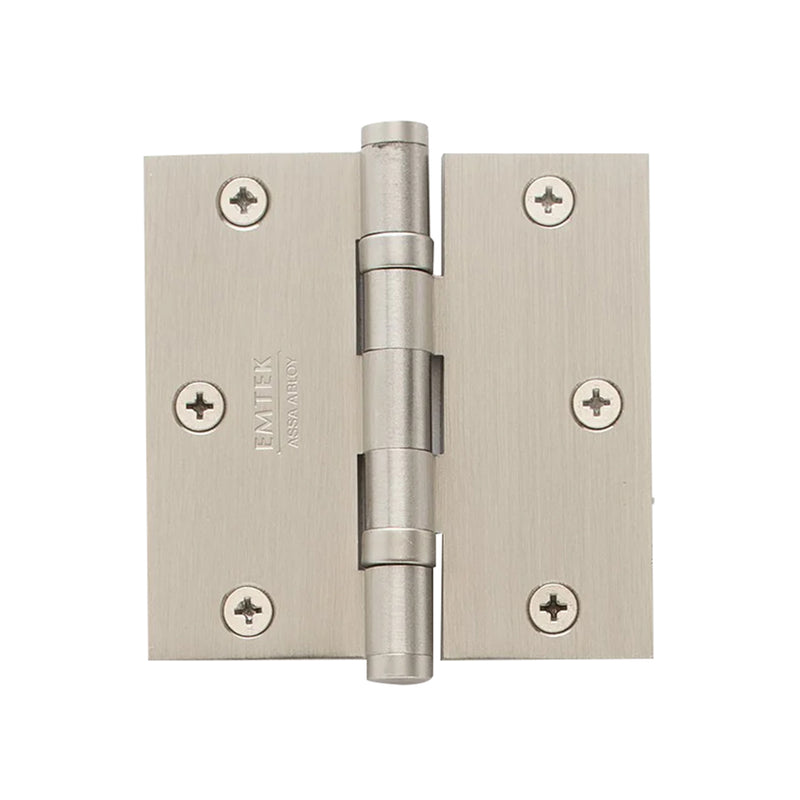 Square Corners Heavy Duty Ball Bearing Hinge - Door Mount - 3 1/2" x 3 1/2" Steel/Satin Nickel