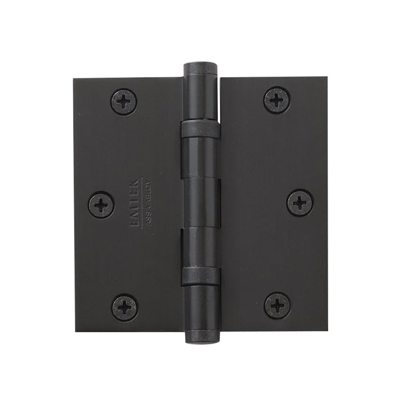 Square Corners Heavy Duty Ball Bearing Hinge - Door Mount - 3 1/2" x 3 1/2" Steel/Flat Black