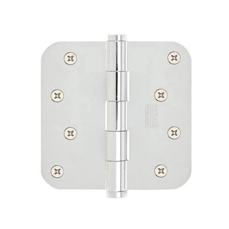 Radius Corners Residential Duty Plain Bearing Hinge - Door Mount - 4" Steel/Polished Chrome