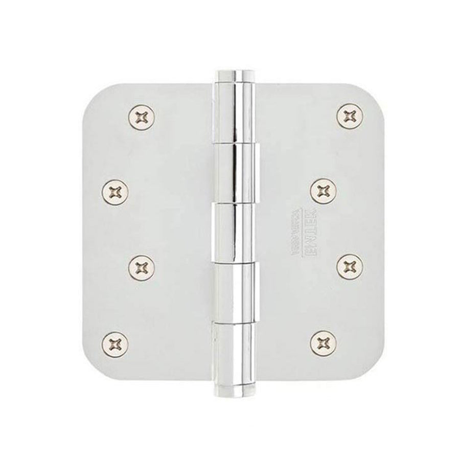 Radius Corners Residential Duty Plain Bearing Hinge - Door Mount - 4" Steel/Polished Chrome