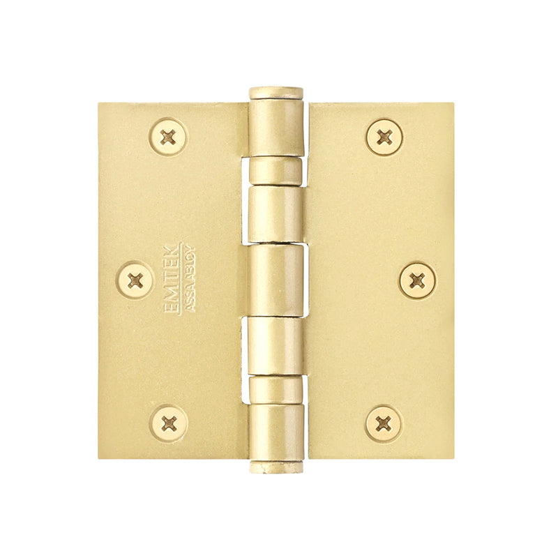Square Corners Heavy Duty Ball Bearing Hinge - Door Mount - 3" Steel/Polished Brass