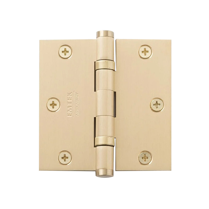 Square Corners Heavy Duty Ball Bearing Hinge - Door Mount - 3" Steel/Satin Brass