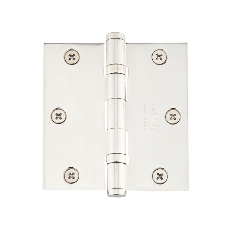 Square Corners Heavy Duty Ball Bearing Hinge - Door Mount - 3" Steel/Polished Nickel