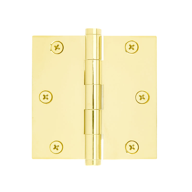 Square Corners Heavy Duty Plain Bearing Hinge - Door Mount - 3" Brass/Polished Brass