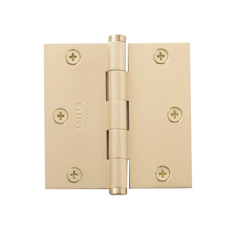 Square Corners Heavy Duty Plain Bearing Hinge - Door Mount - 3" Brass/Satin Brass