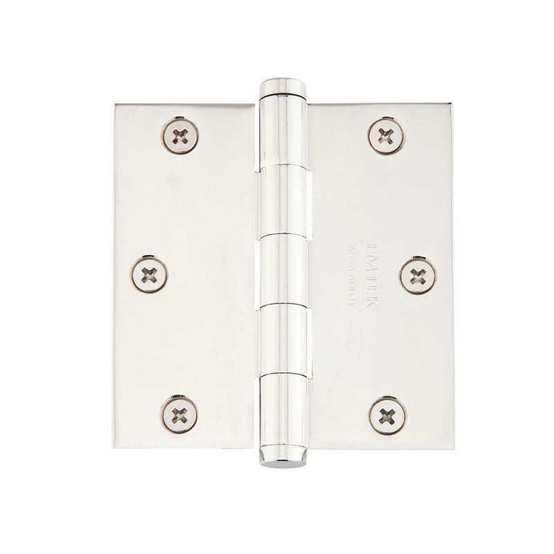 Square Corners Heavy Duty Plain Bearing Hinge - Door Mount - 3" Brass/Polished Nickel
