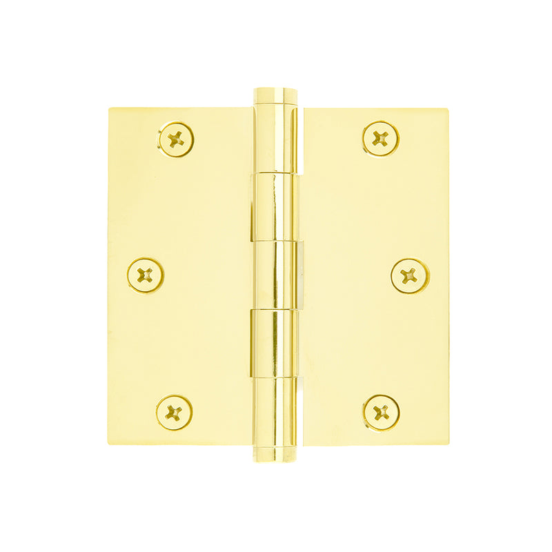 Square Corners Heavy Duty Plain Bearing Hinge - Door Mount - 3" Brass/Unlacquered Brass