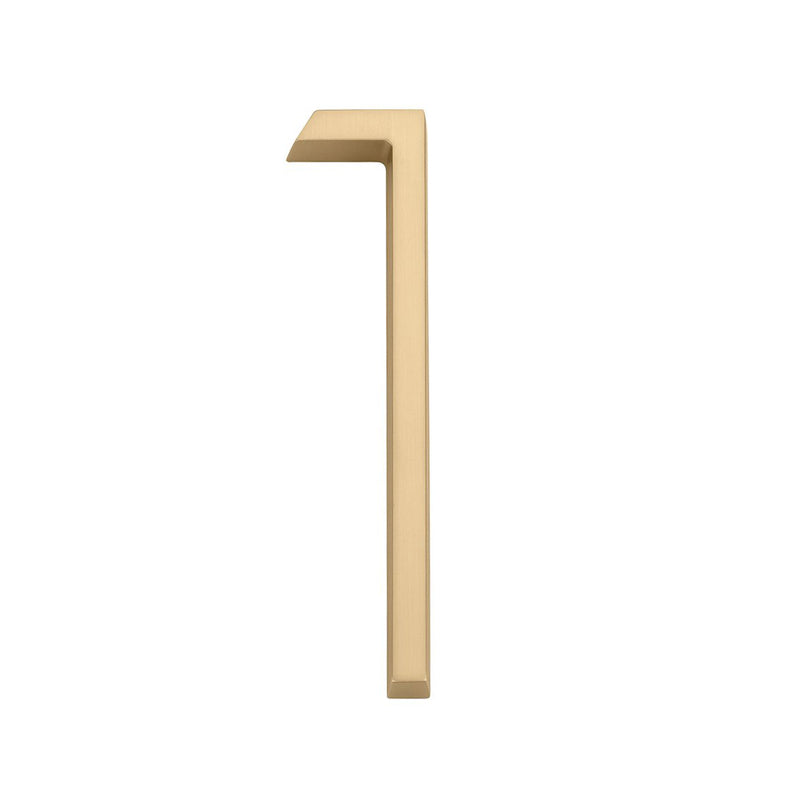 Modern "1" House Numbers - Wall Mount - 7" Zinc/Satin Brass