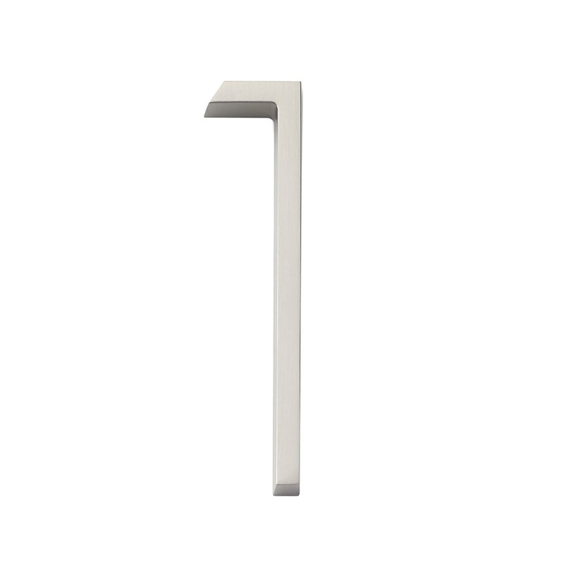Modern "1" House Numbers - Wall Mount - 7" Zinc/Satin Nickel