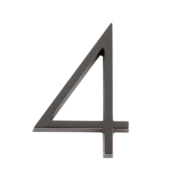 Modern "4" House Numbers - Wall Mount - 7" Zinc/Oil Rubbed Bronze