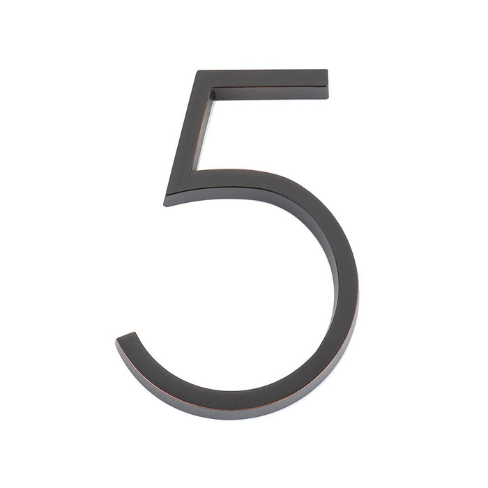 Modern "5" House Numbers - Wall Mount - 7" Zinc/Oil Rubbed Bronze