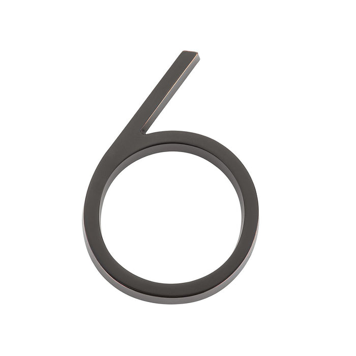 Modern "6" House Numbers - Wall Mount - 7" Zinc/Oil Rubbed Bronze