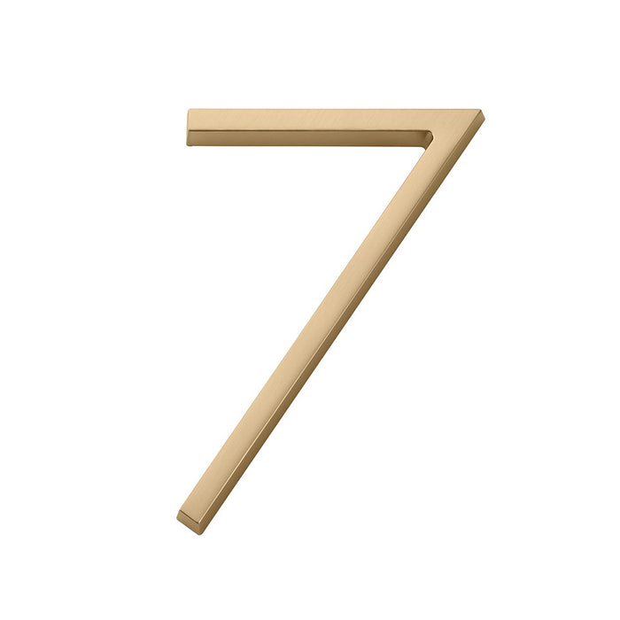Modern "7" House Numbers - Wall Mount - 7" Zinc/Satin Brass