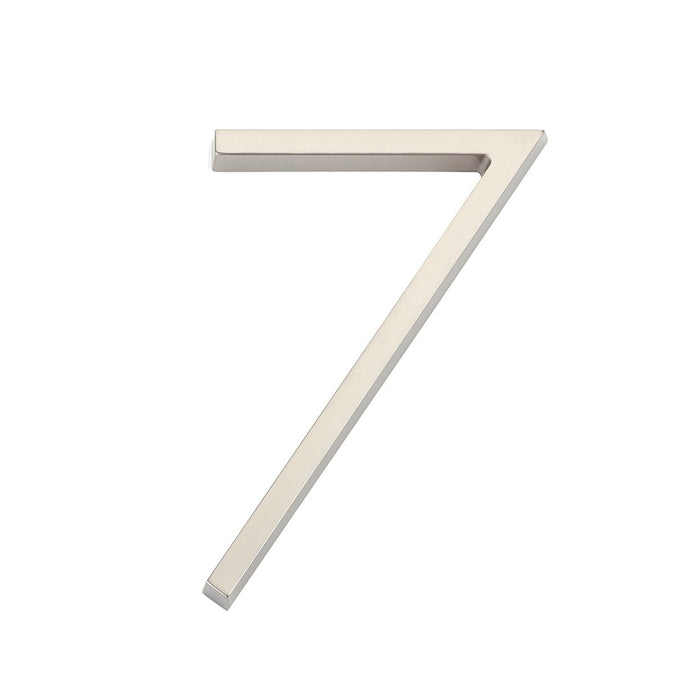 Modern "7" House Numbers - Wall Mount - 7" Zinc/Satin Nickel