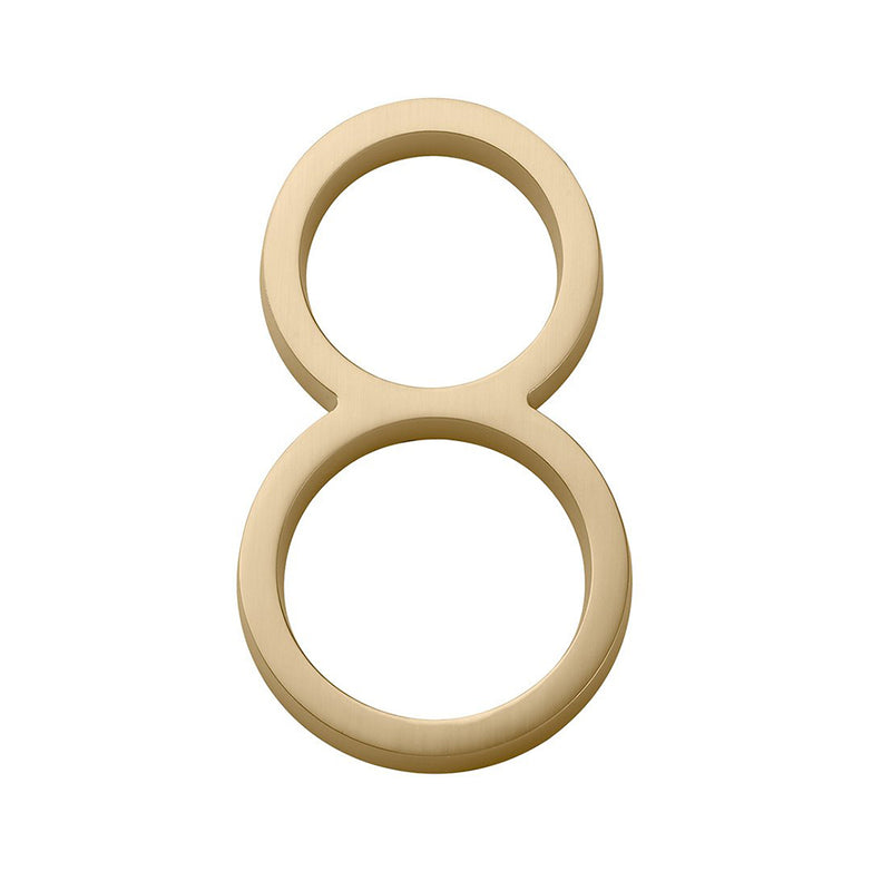 Modern "8" House Numbers - Wall Mount - 7" Zinc/Satin Brass