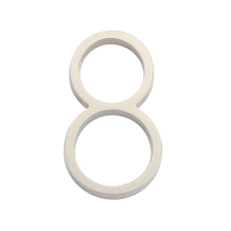 Modern "8" House Numbers - Wall Mount - 7" Zinc/Satin Nickel