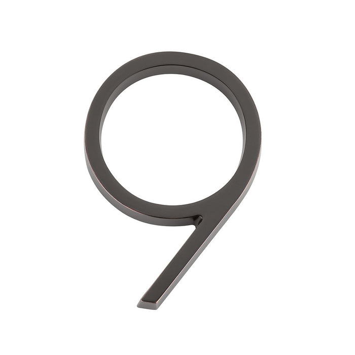Modern "9" House Numbers - Wall Mount - 7" Zinc/Oil Rubbed Bronze