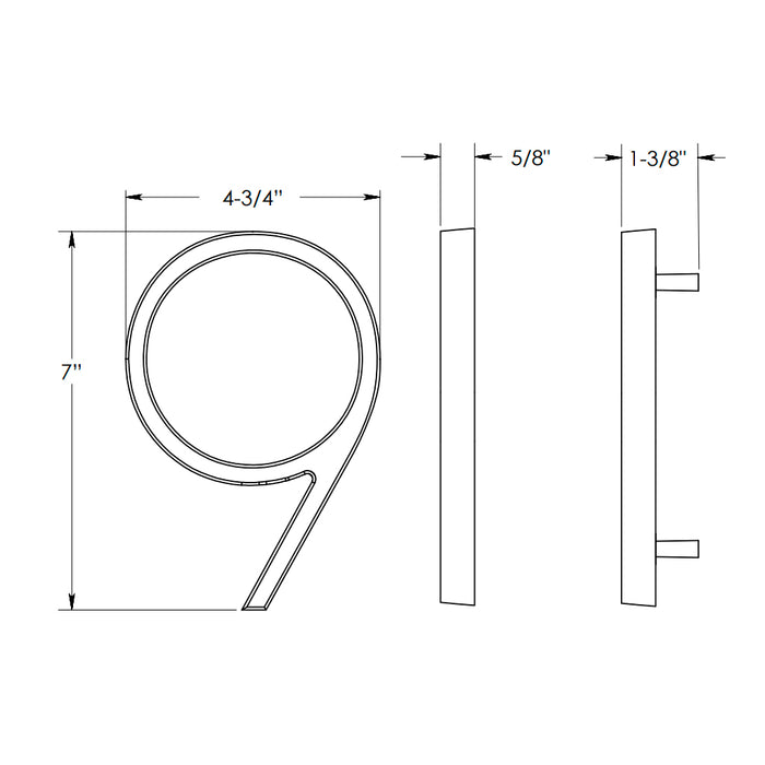 Modern "9" House Numbers - Wall Mount - 7" Zinc/Oil Rubbed Bronze