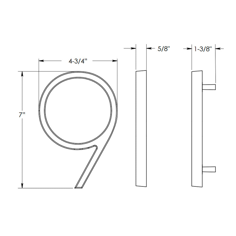 Modern "9" House Numbers - Wall Mount - 7" Zinc/Satin Nickel