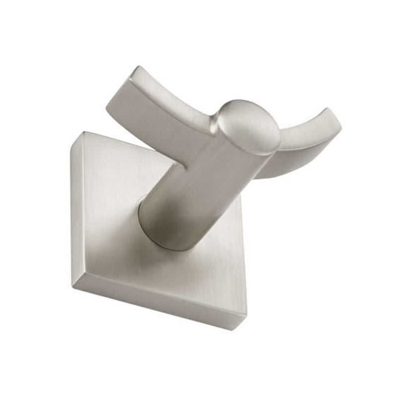 Modern Square Double Hook - Wall Mount - 4" Brass/Satin Nickel
