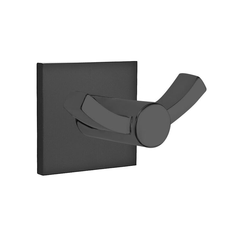 Modern Square Double Hook - Wall Mount - 4" Brass/Flat Black