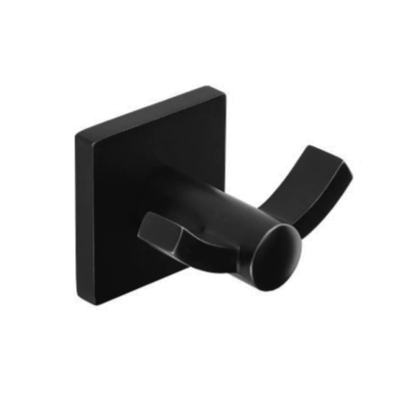 Modern Square Double Hook - Wall Mount - 4" Brass/Flat Black