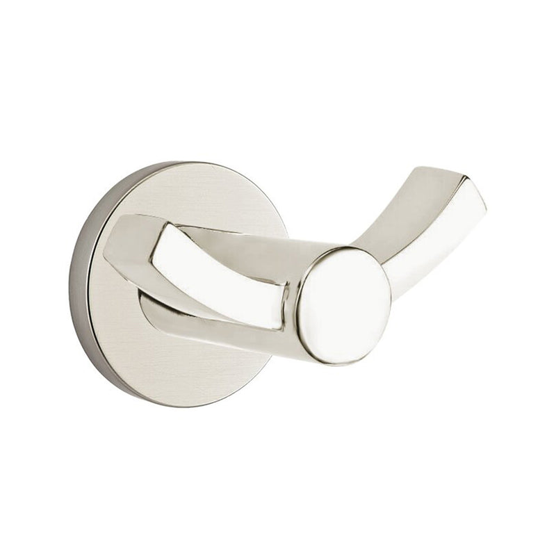 Modern Disk Double Hook - Wall Mount - 4" Brass/Satin Nickel