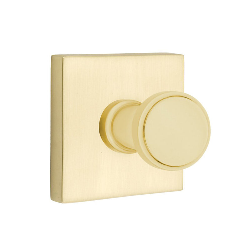 Transitional Square Single Hook - Wall Mount - 3" Brass/Satin Brass