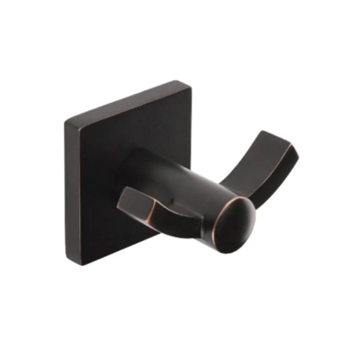 Modern Square Double Hook - Wall Mount - 4" Brass/Oil Rubbed Bronze