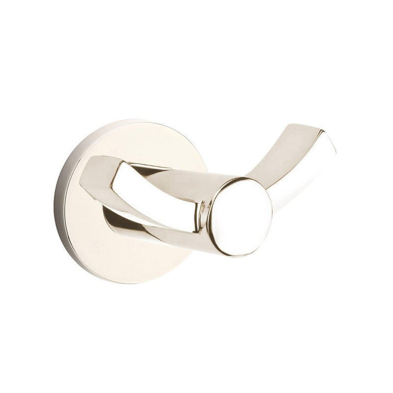 Modern Disk Double Hook - Wall Mount - 4" Brass/Polished Nickel