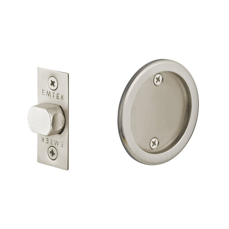 Round Tubular Passage Pocket Door Lockset - Door Mount - 3" Brass/Satin Nickel