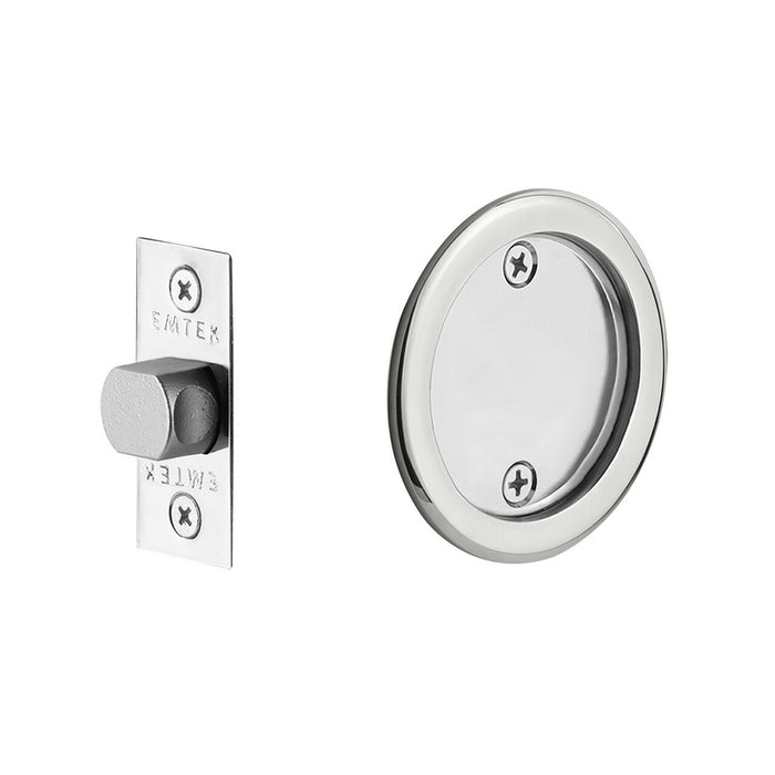 Round Tubular Passage Pocket Door Lockset - Door Mount - 3" Brass/Polished Chrome