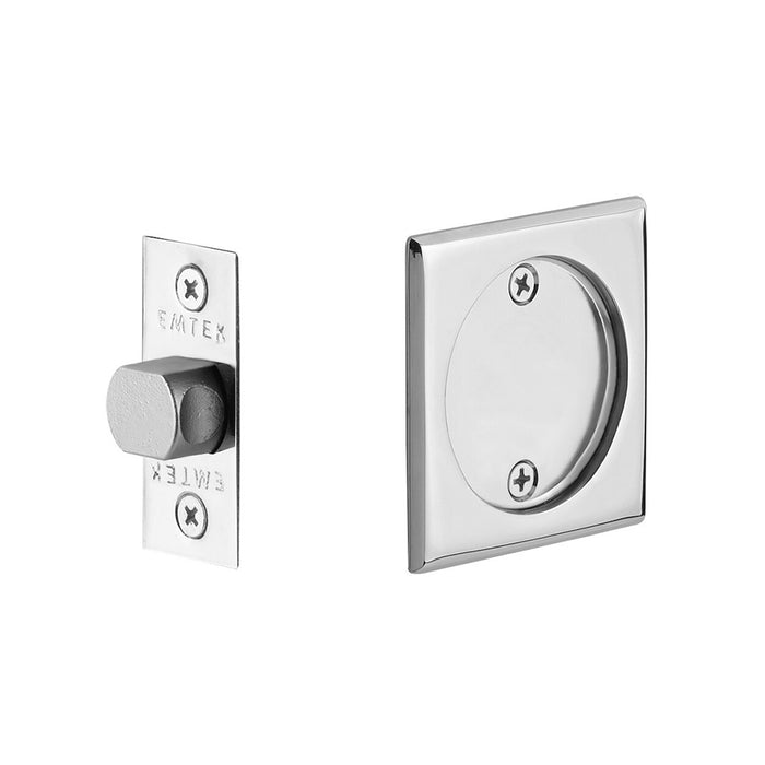 Square Tubular Passage Pocket Door Lockset - Door Mount - 3" Brass/Polished Chrome