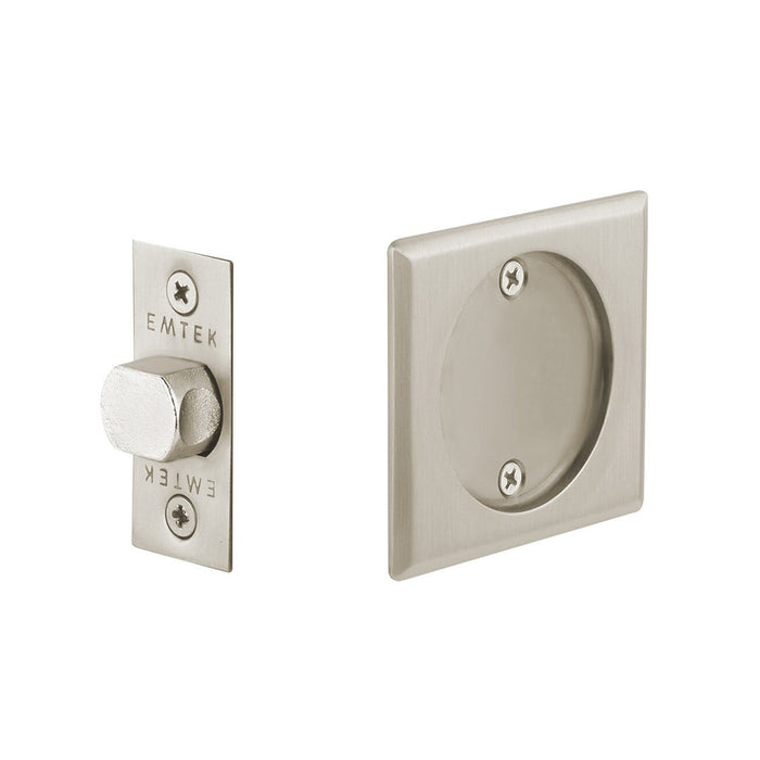 Square Tubular Passage Pocket Door Lockset - Door Mount - 3" Brass/Satin Nickel