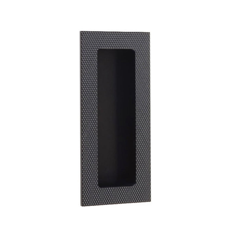 Modern Rectangular Knurled Pocket Door Lockset - Door Mount - 4" Brass/Oil Rubbed Bronze