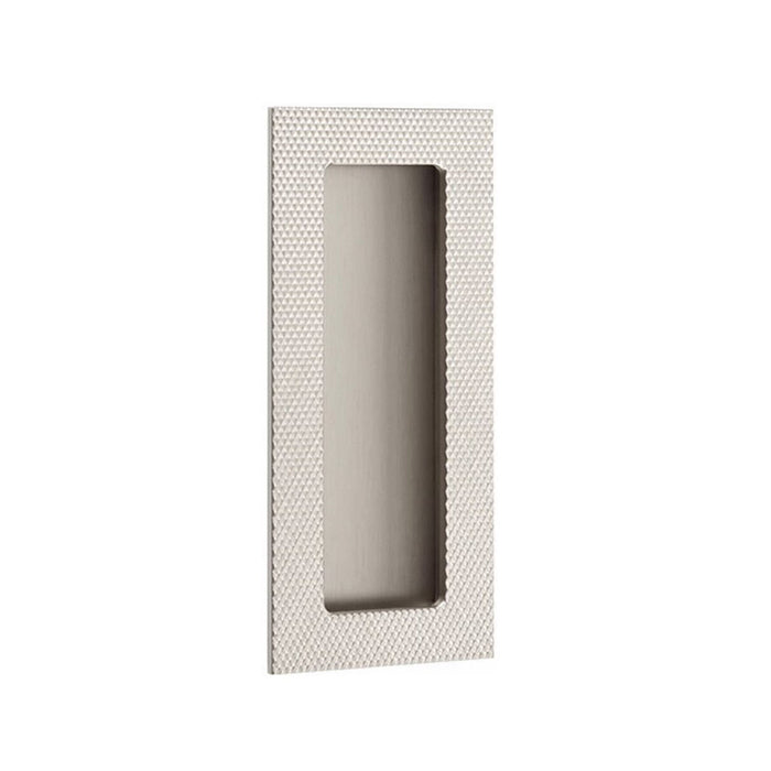 Modern Rectangular Knurled Pocket Door Lockset - Door Mount - 4" Brass/Satin Nickel