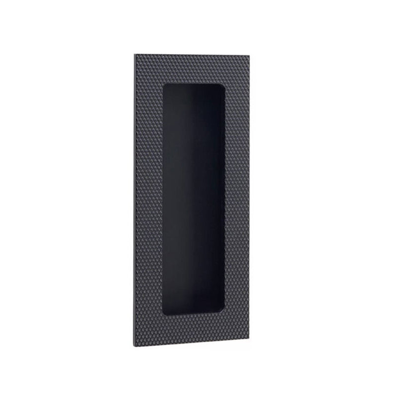 Modern Rectangular Knurled Pocket Door Lockset - Door Mount - 4" Brass/Flat Black