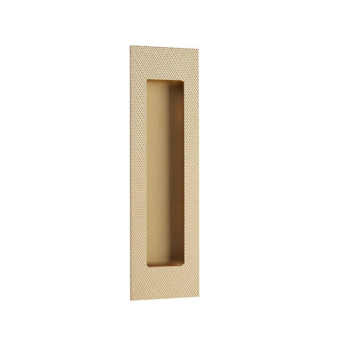 Modern Rectangular Knurled Pocket Door Lockset - Door Mount - 7" Brass/Satin Brass