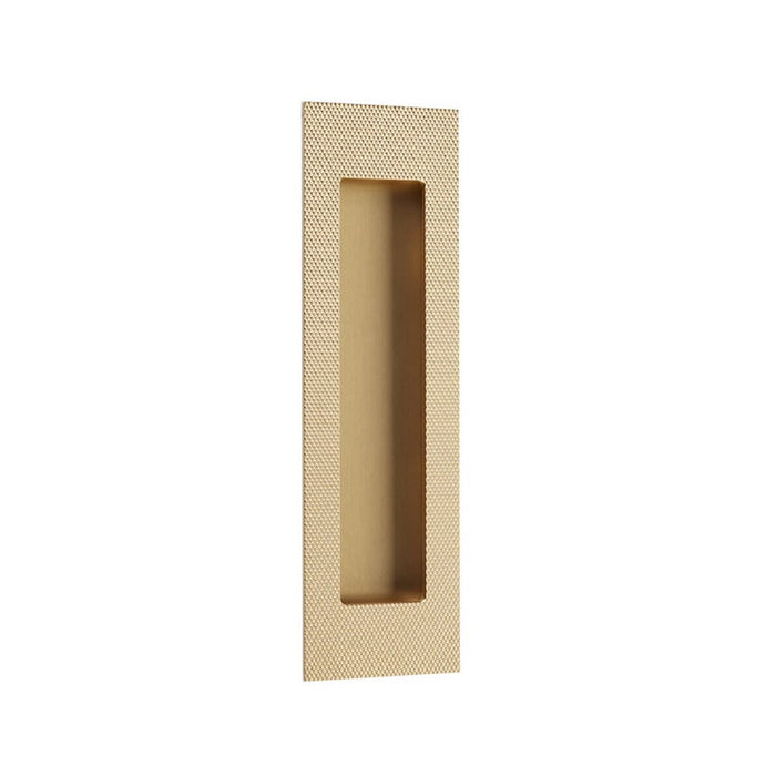Modern Rectangular Knurled Pocket Door Lockset - Door Mount - 7" Brass/French Antique
