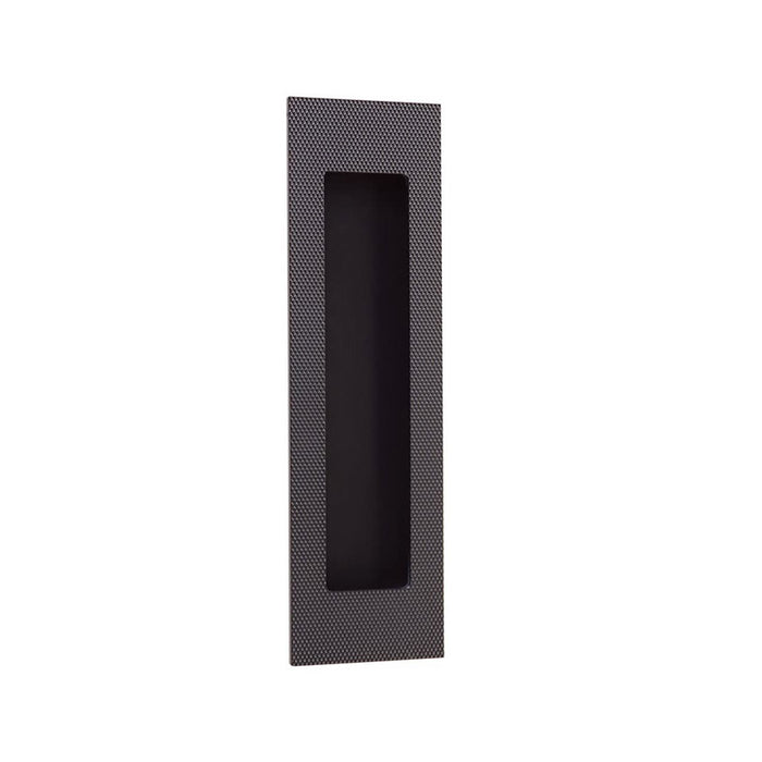 Modern Rectangular Knurled Pocket Door Lockset - Door Mount - 7" Brass/Oil Rubbed Bronze