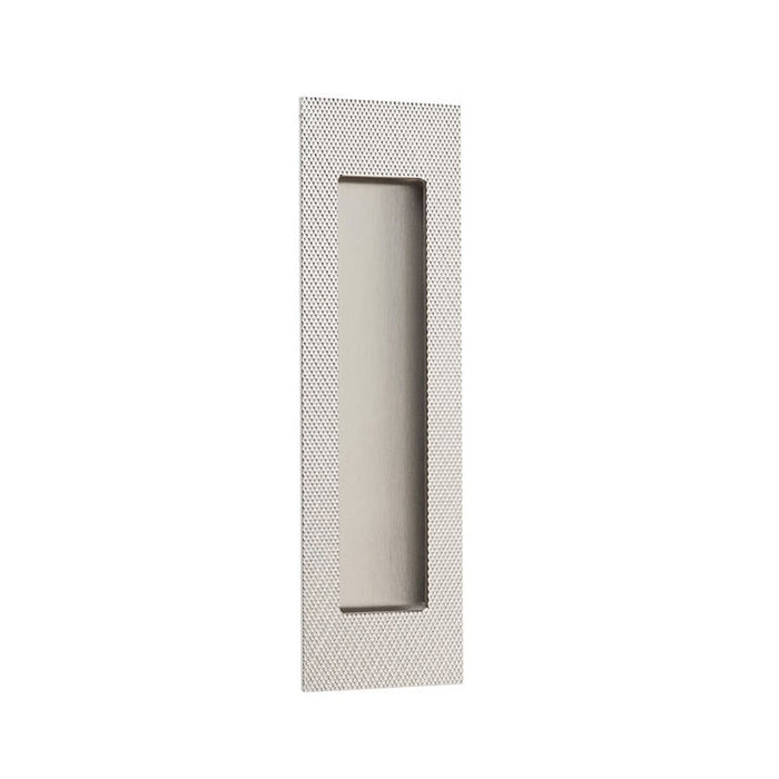 Modern Rectangular Knurled Pocket Door Lockset - Door Mount - 7" Brass/Satin Nickel