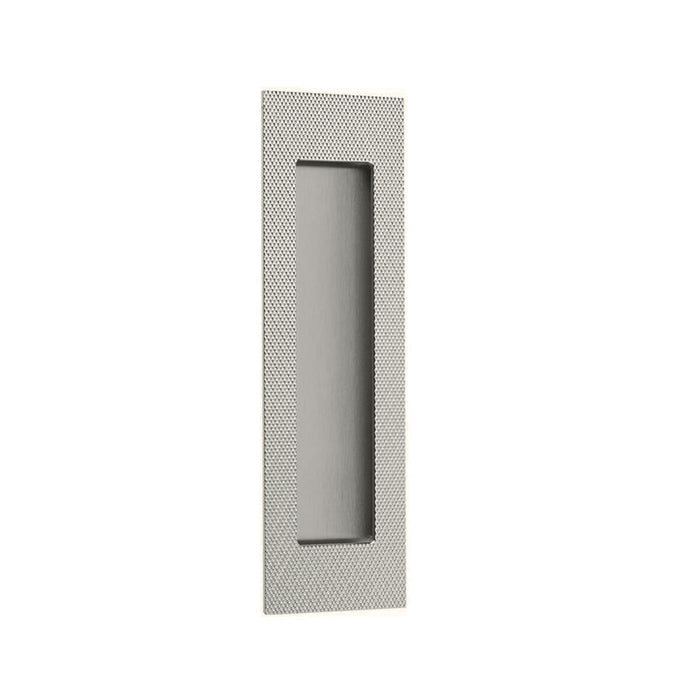 Modern Rectangular Knurled Pocket Door Lockset - Door Mount - 7" Brass/Pewter