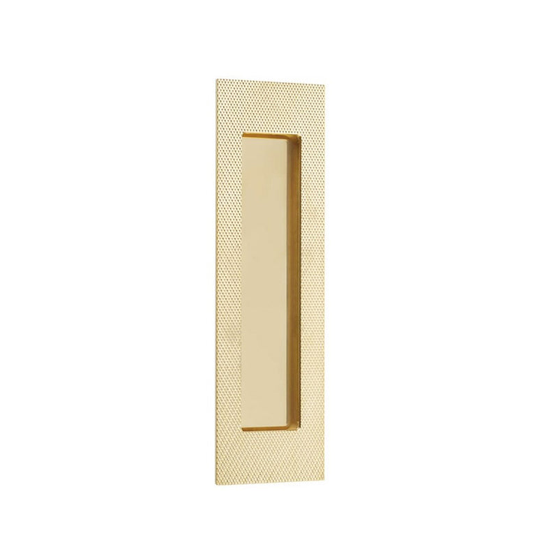 Modern Rectangular Knurled Pocket Door Lockset - Door Mount - 7" Brass/Unlacquered Brass