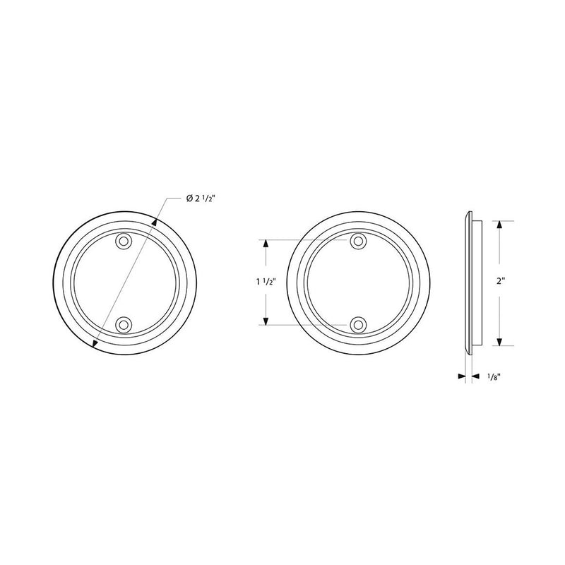 Round Tubular Dummy Pocket Door Lockset - Door Mount - 3" Brass/Polished Brass