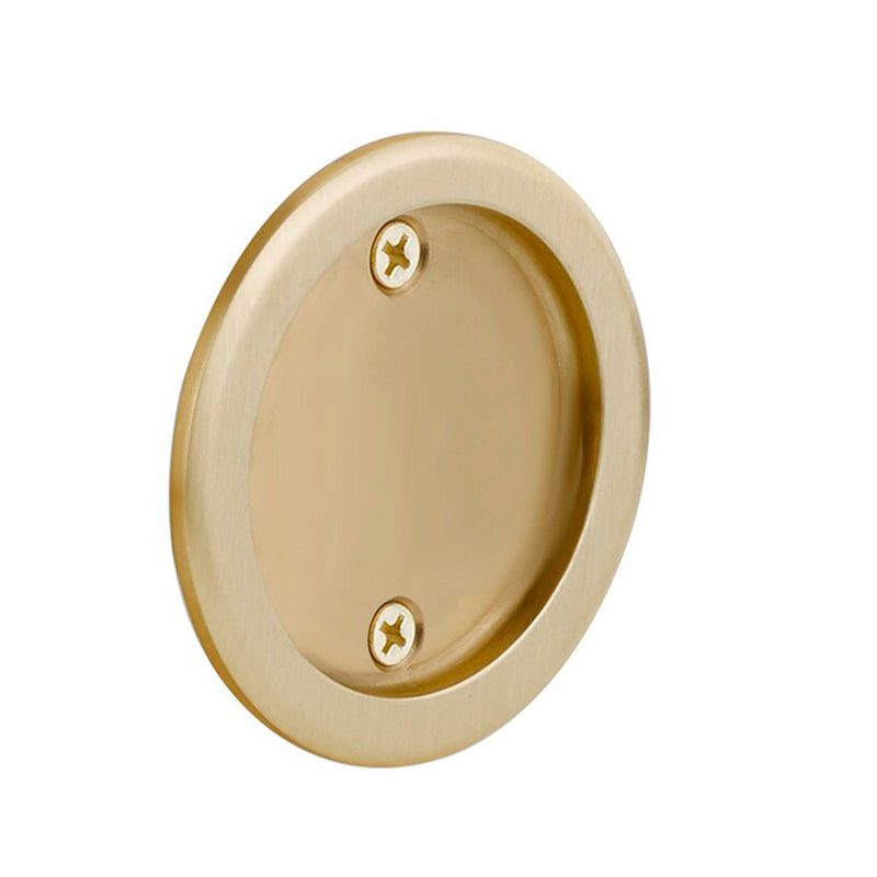 Round Tubular Dummy Pocket Door Lockset - Door Mount - 3" Brass/Satin Brass