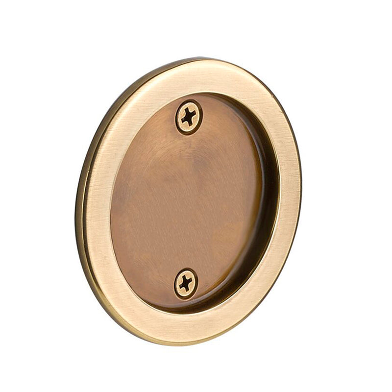 Round Tubular Dummy Pocket Door Lockset - Door Mount - 3" Brass/French Antique